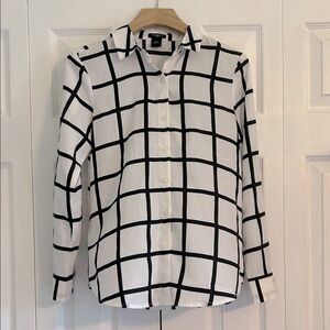 Ann Taylor Black and White Grid Blouse